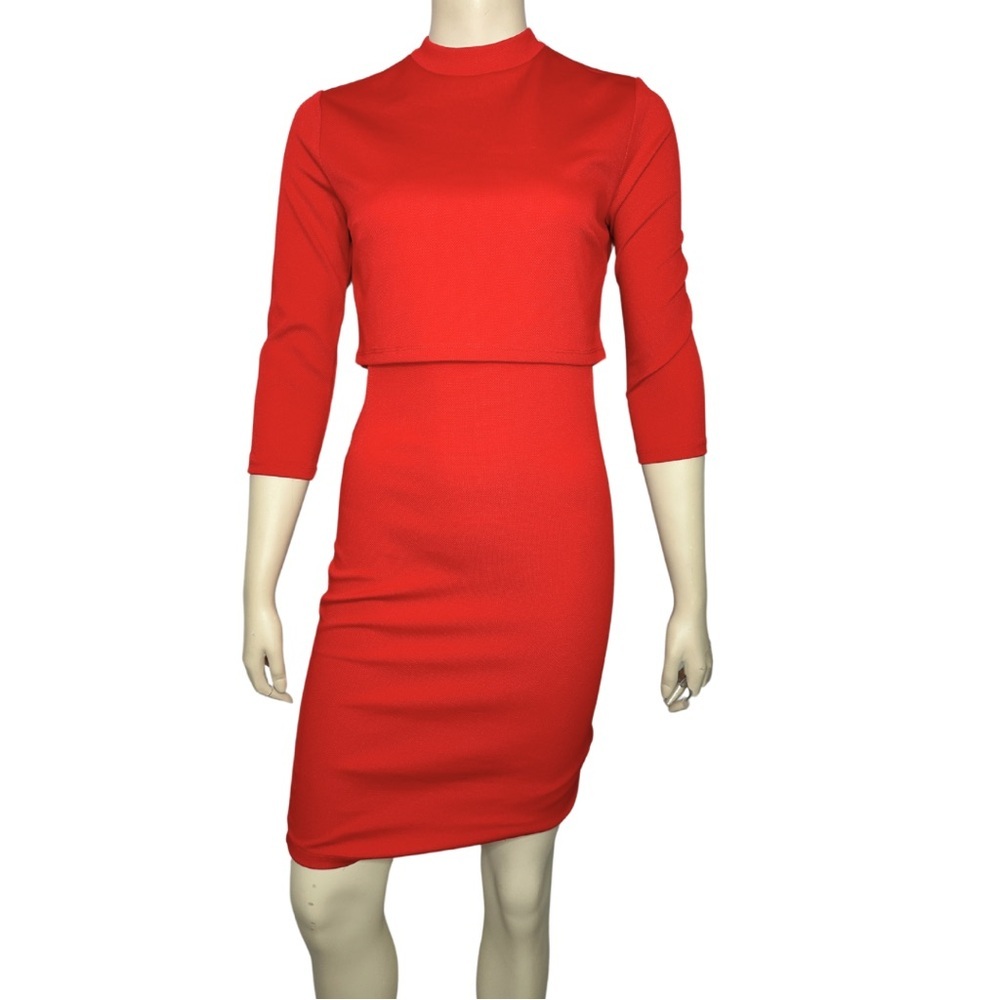 New! Forever 21 Red Ribbed Cut Out Dress Medium
